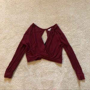 URBAN OUTFITTERS maroon lowcut long sleeve top